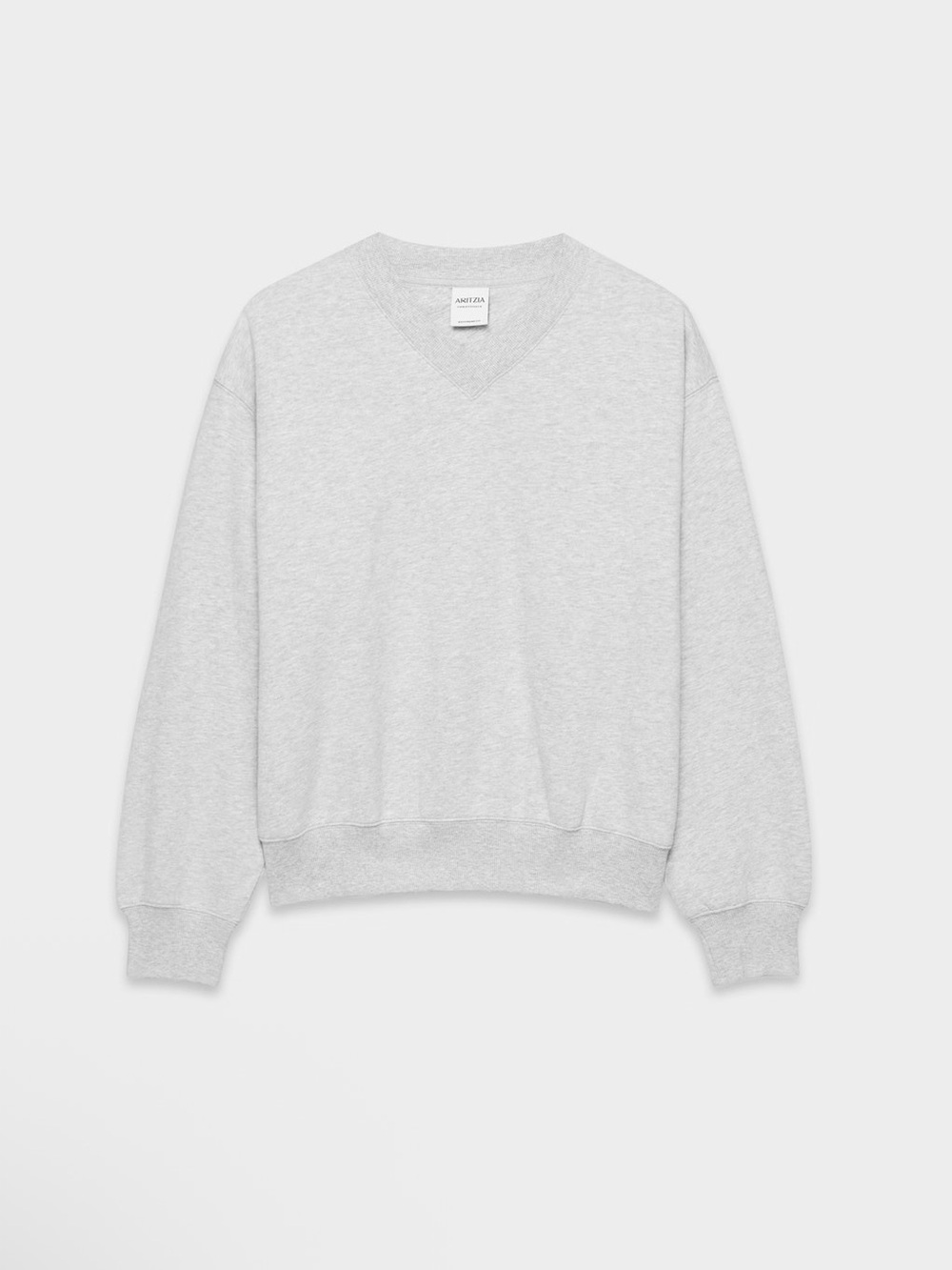 💜Moving Sale💜 Aritzia Light Gray V-Neck Cropped Sweatfleece Pullover